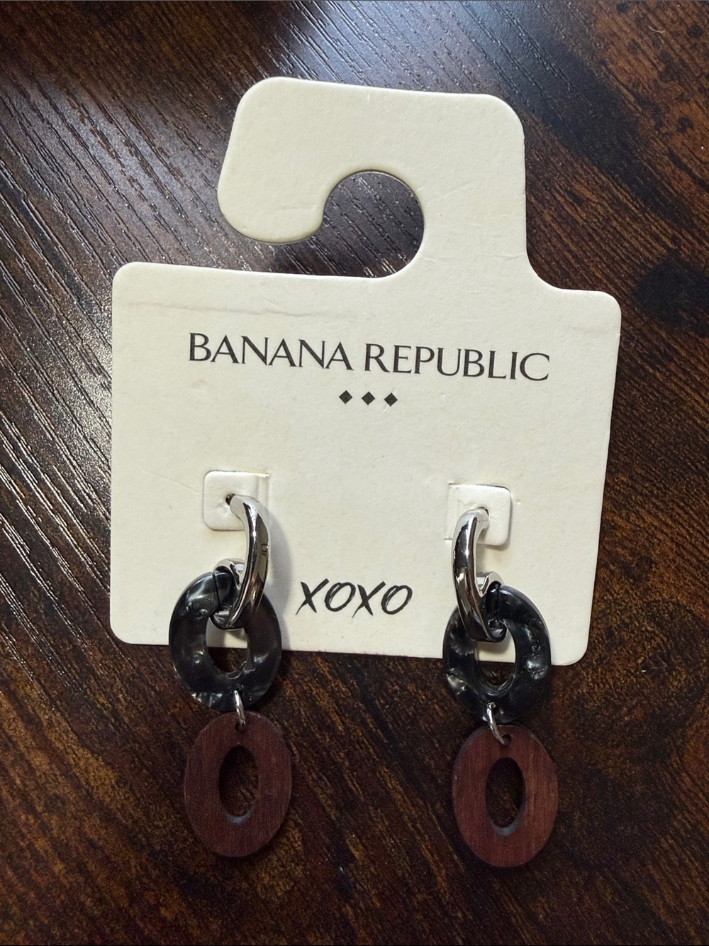 Banana Republic Black and Brown Mixed-Material Dangle Earrings